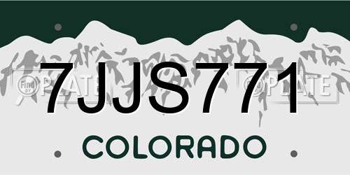 7JJS771 Colorado License Plate