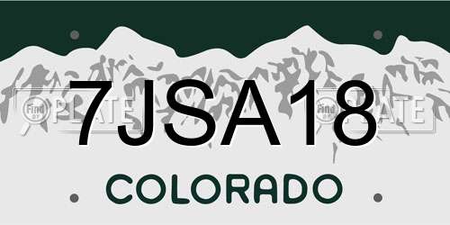 7JSA18 Colorado License Plate