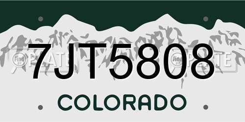 7JT5808 Colorado License Plate