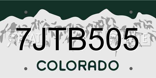 7JTB505 Colorado License Plate