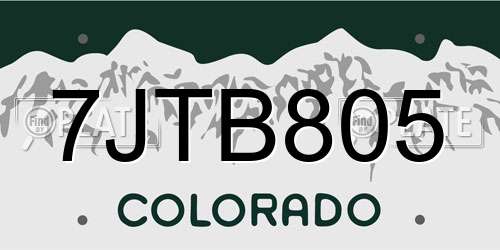 7JTB805 Colorado License Plate