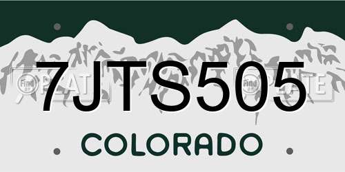 7JTS505 Colorado License Plate