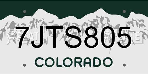 7JTS805 Colorado License Plate