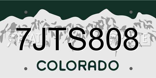 7JTS808 Colorado License Plate