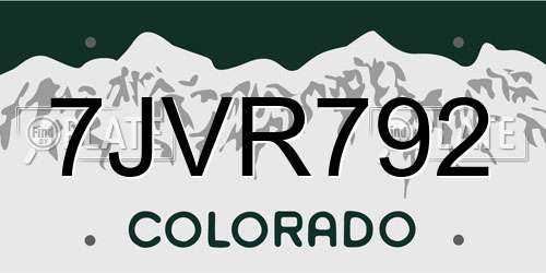 7JVR792 Colorado License Plate