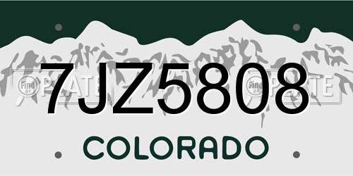 7JZ5808 Colorado License Plate