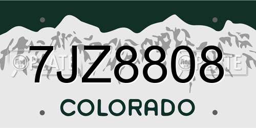 7JZ8808 Colorado License Plate