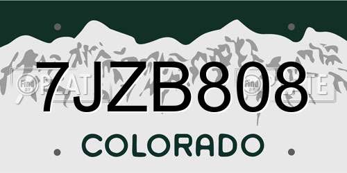7JZB808 Colorado License Plate