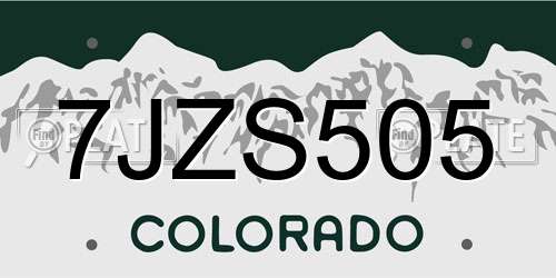 7JZS505 Colorado License Plate