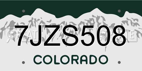 7JZS508 Colorado License Plate