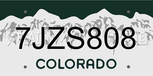 7JZS808 Colorado License Plate