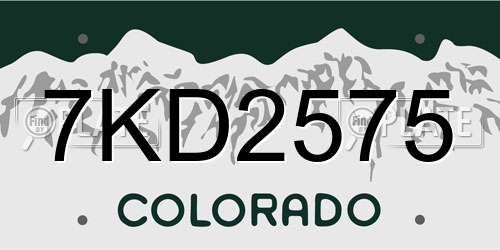 7KD2575 Colorado License Plate