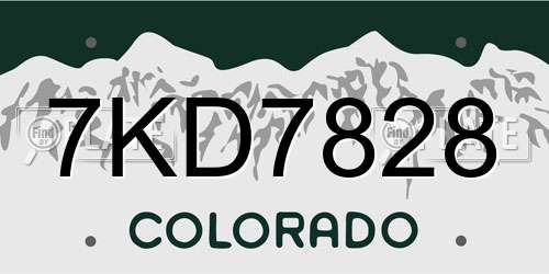 7KD7828 Colorado License Plate