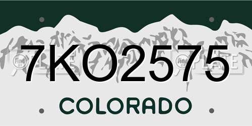 7KO2575 Colorado License Plate