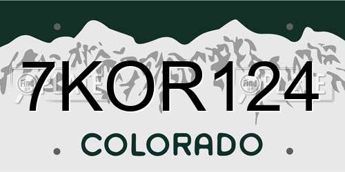 7KOR124 Colorado License Plate