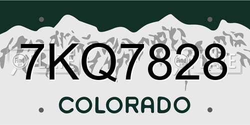 7KQ7828 Colorado License Plate