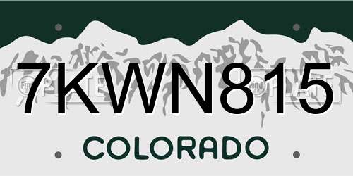 7KWN815 Colorado License Plate