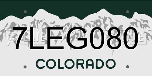 7LEG080 Colorado License Plate