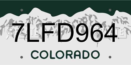 7LFD964 Colorado License Plate