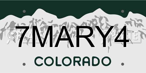 7MARY4 Colorado License Plate