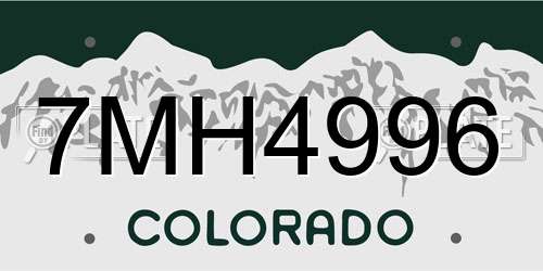 7MH4996 Colorado License Plate