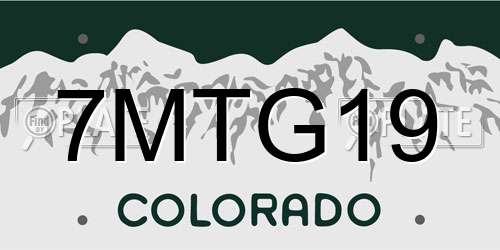 7MTG19 Colorado License Plate