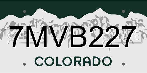 7MVB227 Colorado License Plate