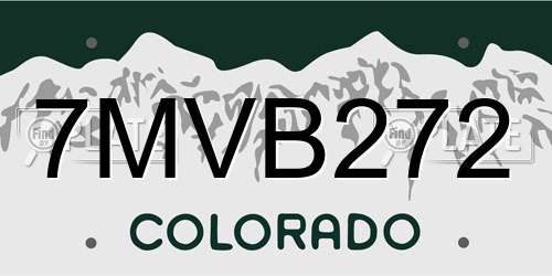 7MVB272 Colorado License Plate