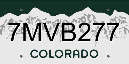 7MVB277 Colorado License Plate
