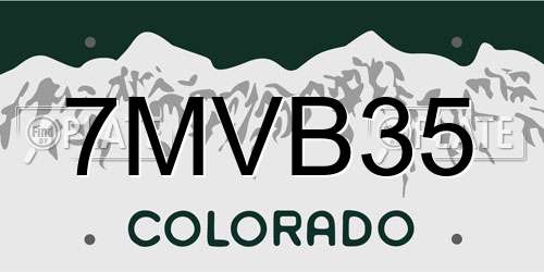 7MVB35 Colorado License Plate