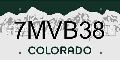 7MVB38 Colorado License Plate