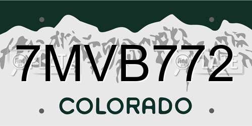 7MVB772 Colorado License Plate