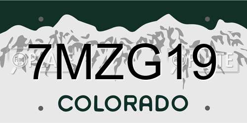 7MZG19 Colorado License Plate
