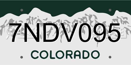 7NDV095 Colorado License Plate