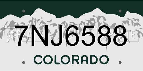 7NJ6588 Colorado License Plate