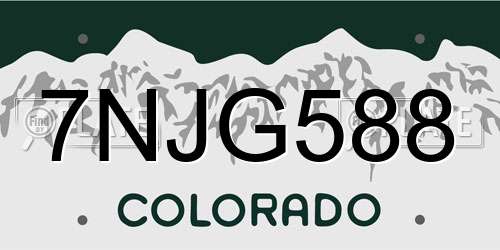 7NJG588 Colorado License Plate