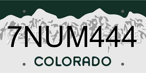 7NUM444 Colorado License Plate