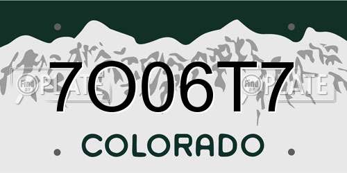 7O06T7 Colorado License Plate