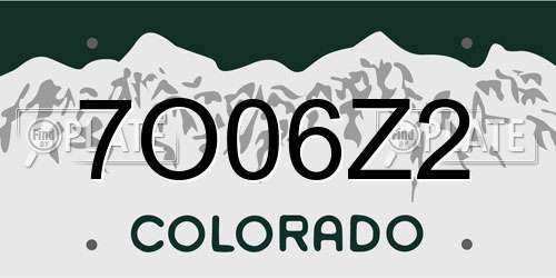7O06Z2 Colorado License Plate
