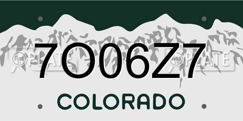7O06Z7 Colorado License Plate