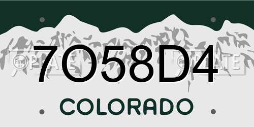 7O58D4 Colorado License Plate