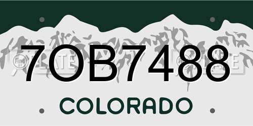 7OB7488 Colorado License Plate