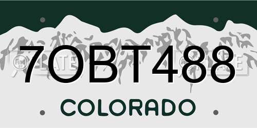 7OBT488 Colorado License Plate