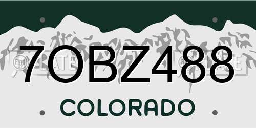 7OBZ488 Colorado License Plate