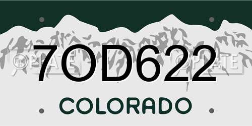 7OD622 Colorado License Plate