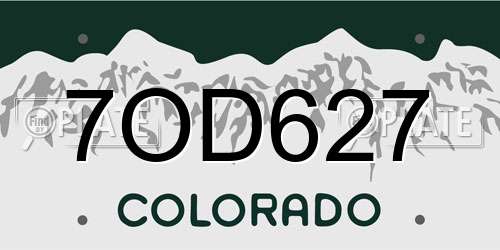 7OD627 Colorado License Plate