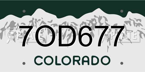 7OD677 Colorado License Plate