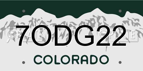 7ODG22 Colorado License Plate