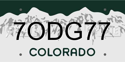 7ODG77 Colorado License Plate
