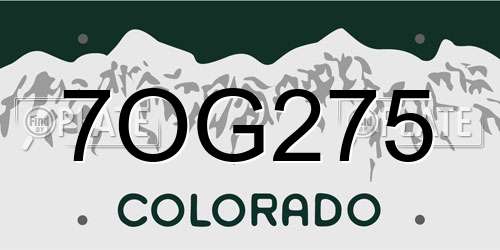 7OG275 Colorado License Plate